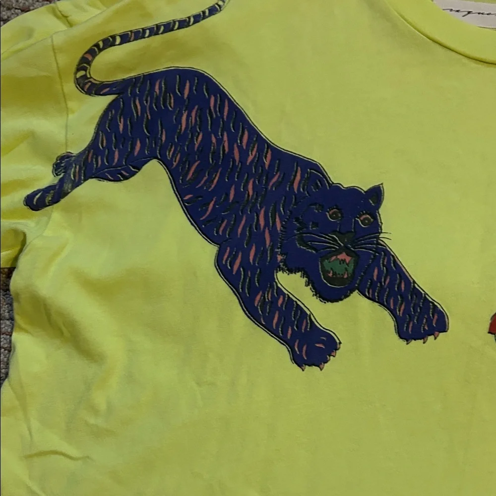 Raquel Allegra Yellow Panther Graphic T-Shirt - Picture 3 of 7